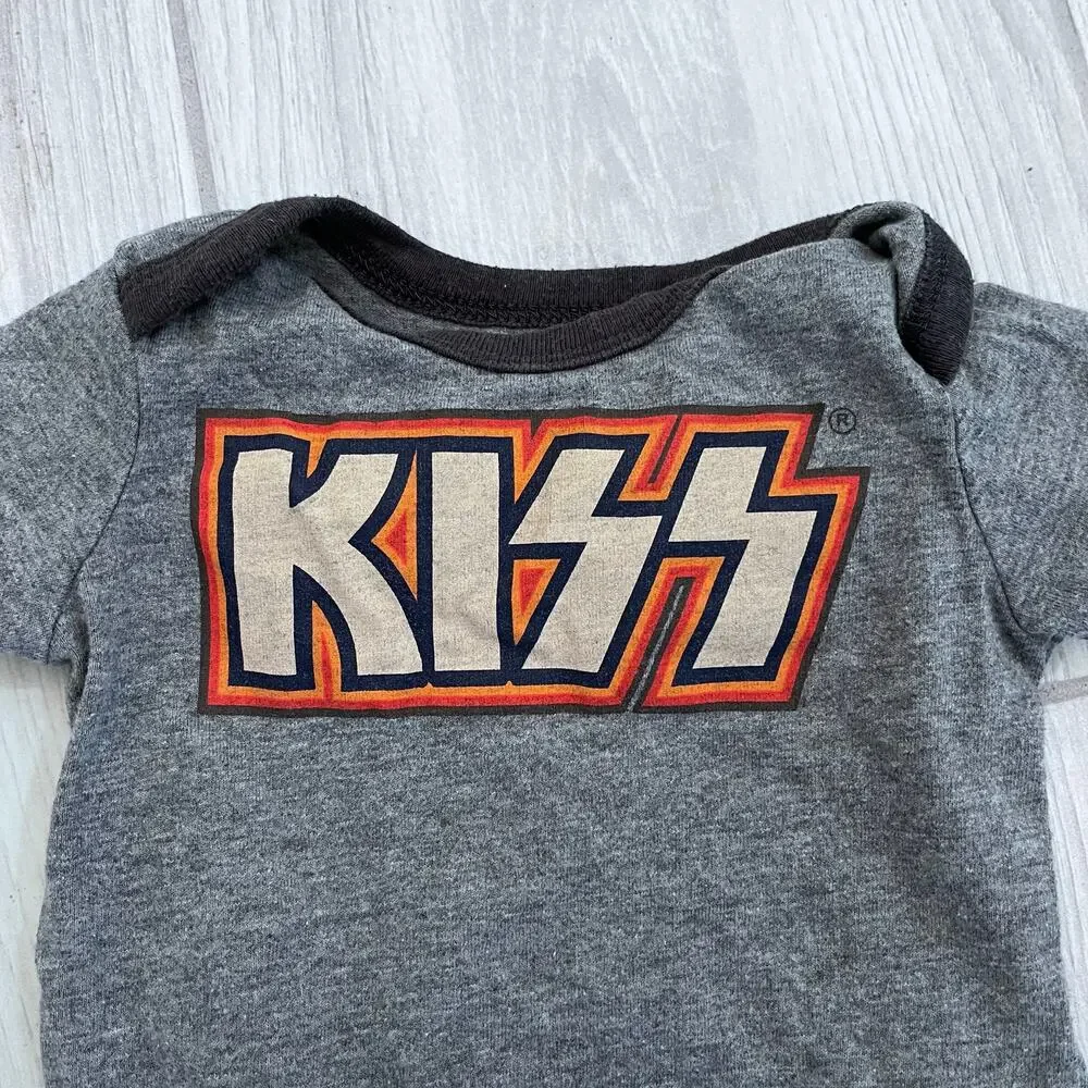 KISS Rock Band Baby 3/6M One Piece Graphic Snap Closure Bodysuit